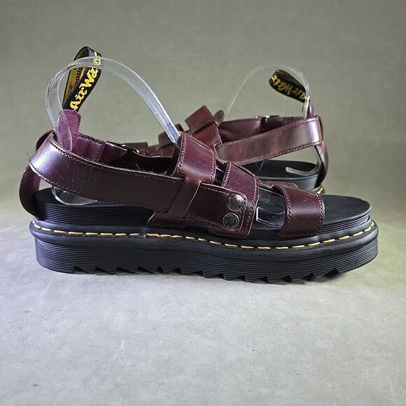 Dr. Martens Terry Brown Leather Sandals Mens US 11 Strap Loop Comfort Pull On